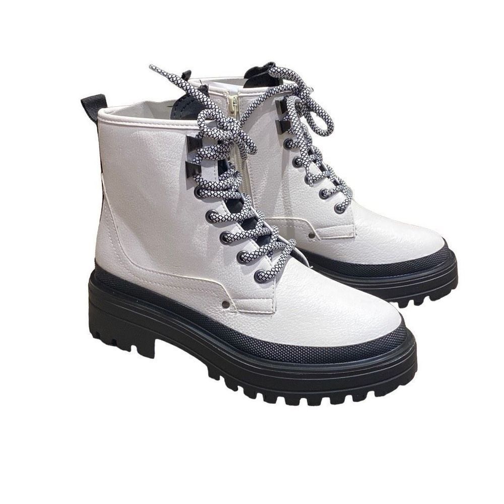 Shu Shop White Ymelda Combat Boots NEW